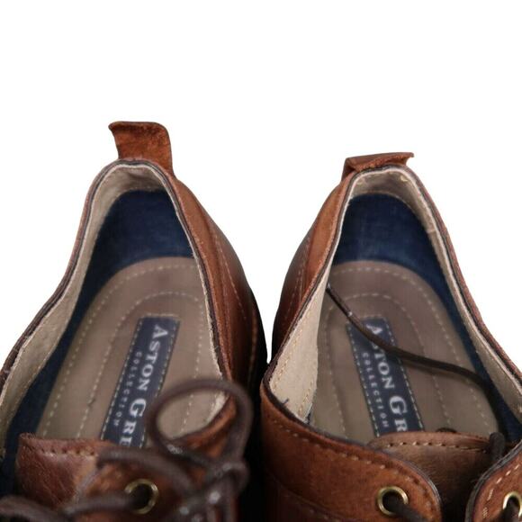 Aston Grey Shoes Men 9 Oxford Derby Leather Brown Plain Toe Dress Formal Classic main image 6